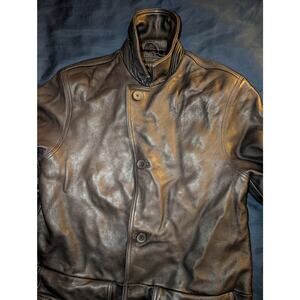 Vintage Y2K Structure Butter Soft Leather Driving Coat Jacket Small Mens